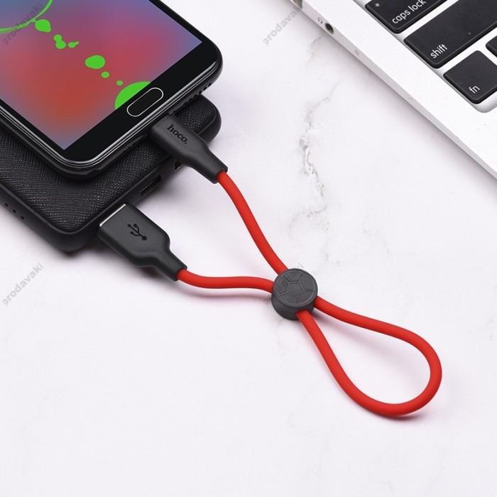 Кабель HOCO X21 Plus Silicone USB MicroUSB 2,4A / 0,25m. Black / Red