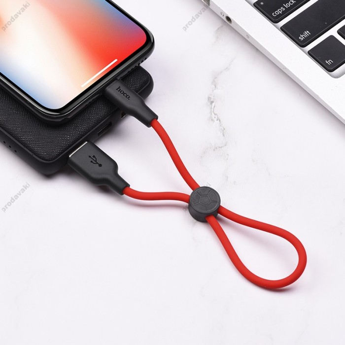 Кабель HOCO X21 Plus Silicone USB / Lightning 2,4A / 0,25m. Black / Red