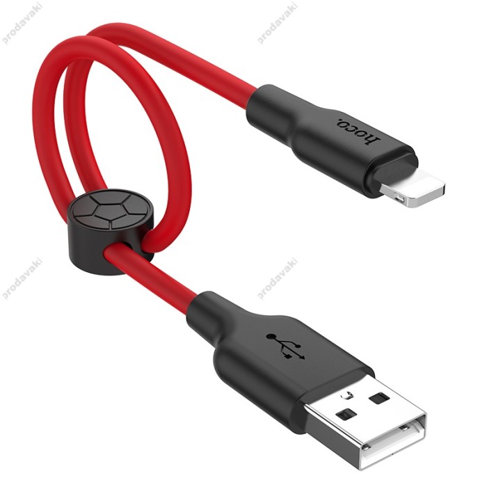 Кабель HOCO X21 Plus Silicone USB / Lightning 2,4A / 0,25m. Black / Red