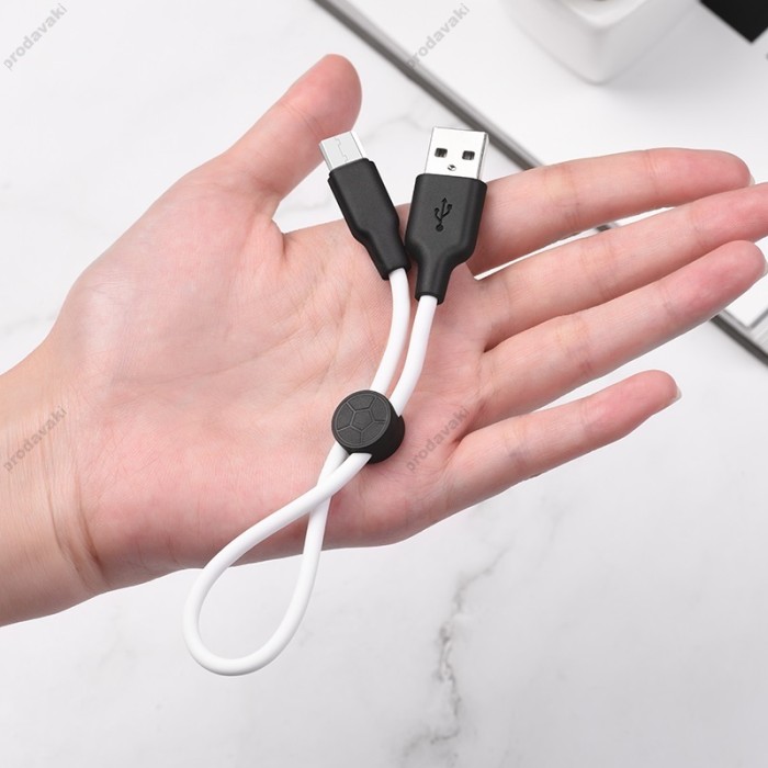 Кабель Hoco X21 Plus Silicone USB MicroUSB 2,4A / 0,25m Black / White