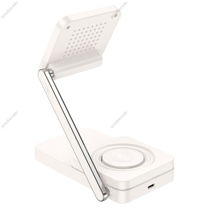 Бездротовий зарядний пристрій HOCO CQ10 Consuelo folding 3-in-1 wireless fast charger Milky White