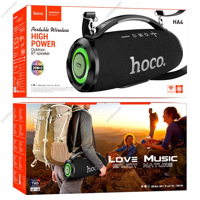 Портативна колонка Bluetooth HOCO HA4 Surge outdoor BT speaker 40W Black