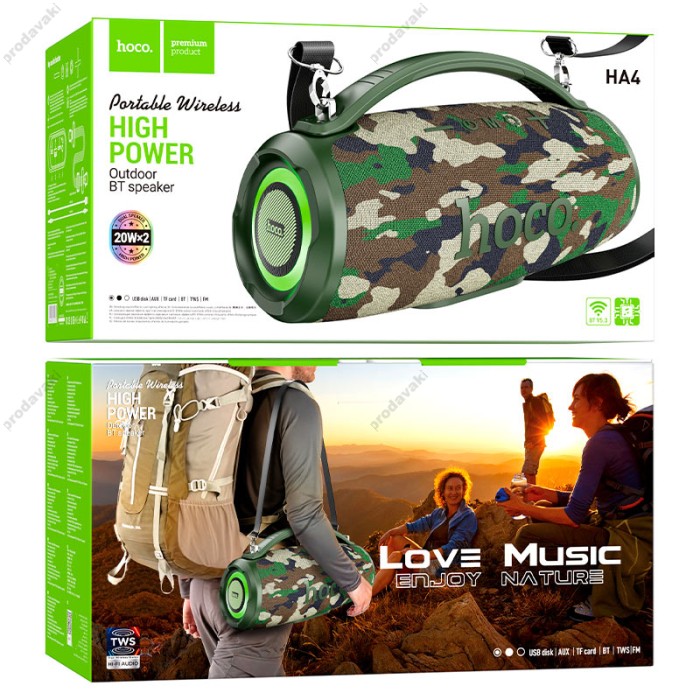 Портативна колонка Bluetooth HOCO HA4 Surge outdoor BT speaker 40W Camouflage green