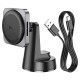 Автомобільний тримач із бездротовою зарядкою Hoco HW16 Speed magnetic wireless fast charging (center console) Metal Grey