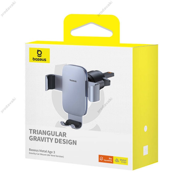 Автомобільний тримач Baseus Metal Age 3 Gravity Car Mount (Air Vent Version) Grey C40467600811-00