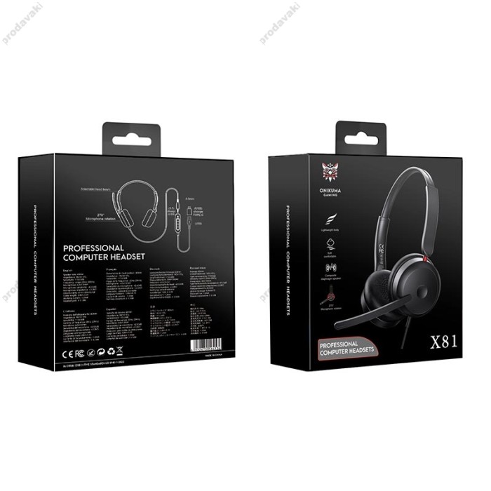Дротові навушники Onikuma X81 wired gaming headphones Black
