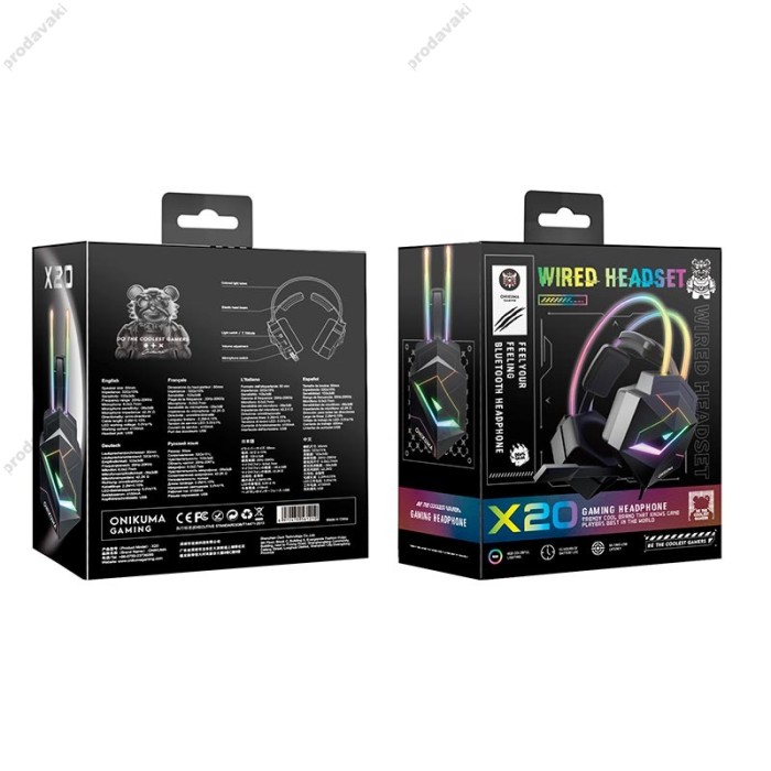 Дротові навушники Onikuma X20 Gaming with RGB Black
