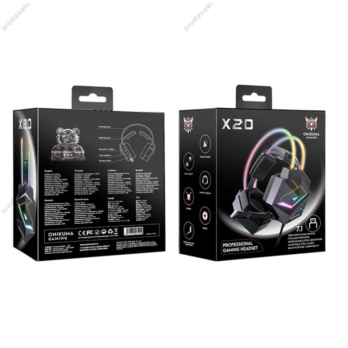 Дротові навушники Onikuma X20 7.1 Gaming with RGB Black