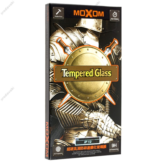 Захисне скло для iPhone 12/12 Pro Moxom чорне