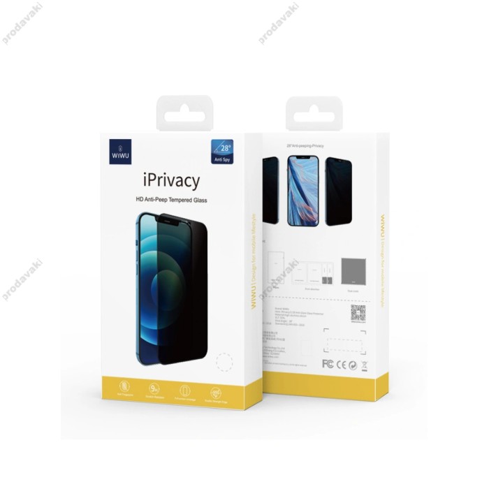 Захисне скло антишпигун WIWU Privacy Screen Protector for iPone 12 pro max 6.7'' Transparent Black