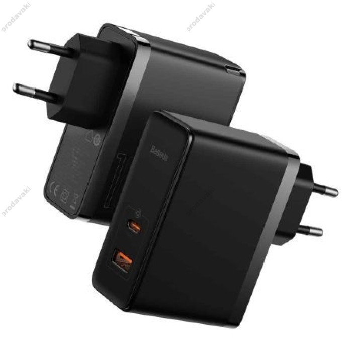 Мережевий зарядний пристрій Baseus GaN5 Pro Fast Charger Type-C cable 100W Black CCGP090201