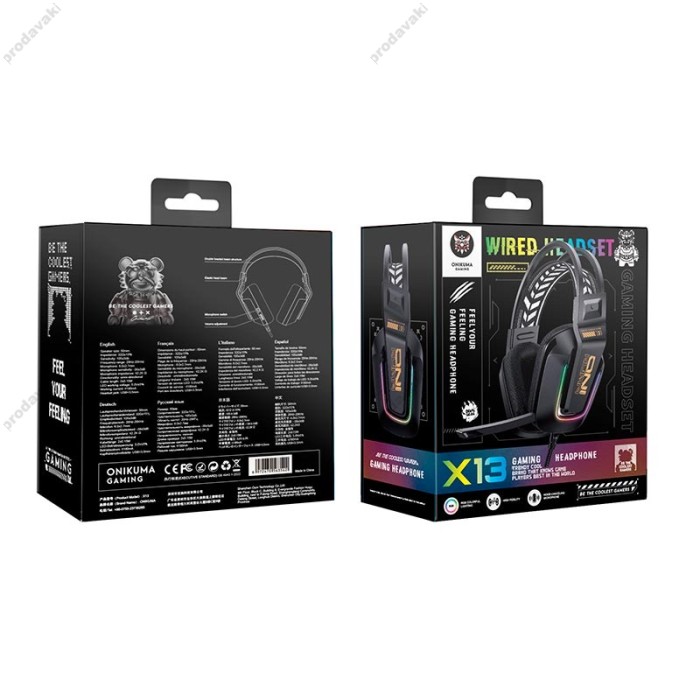 Дротові навушники Onikuma X13 wired gaming Headphone RGB Black