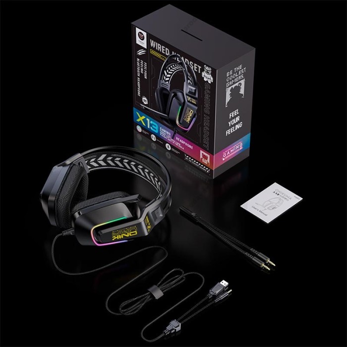 Дротові навушники Onikuma X13 wired gaming Headphone RGB Black
