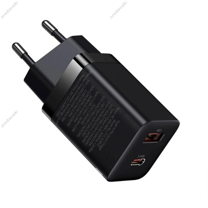 Мережевий зарядний пристрій Baseus Super Si Pro Quick Charger C+U 30W Black CCSUPP-E01