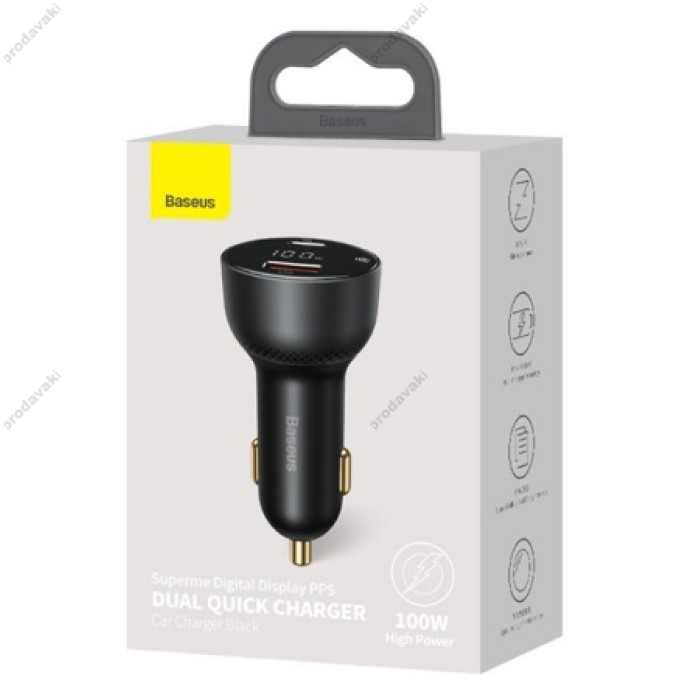 Автомобільний зарядний пристрій Baseus Superme Digital Display PPS 100W Black (CCZX-01)