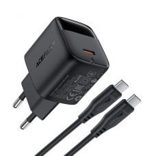 Мережевий зарядний пристрій ACEFAST A115 Fast Charge Wall Charger Type-C cable 30W Black