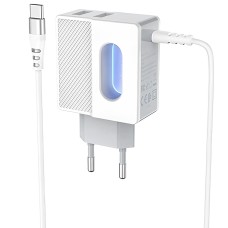Мережевий зарядний пристрій HOCO C75 Home Charger Type-C cable 12W White