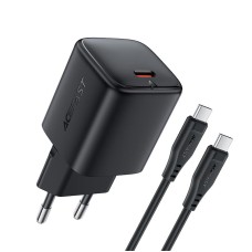 Мережевий зарядний пристрій ACEFAST A119 mini GaN fast charger Type-C cable 45W Black