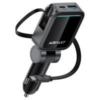 Автомобільний зарядний пристрій ACEFAST B26 car charger with telescopic cable 3A 60W Black