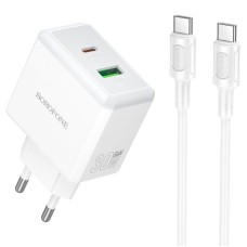 Мережевий зарядний пристрій BOROFONE BA113A Energy charger Type-C to Type-C cable 30W White