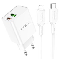 Мережевий зарядний пристрій Borofone BA69A Resource charger Lightning cable 20W White