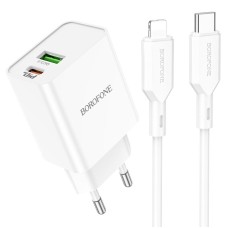 Мережевий зарядний пристрій Borofone BA69A Resource charger Lightning cable 20W White
