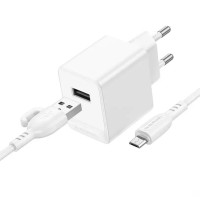Мережевий зарядний пристрій Borofone BAS11A Frudite single port charger Micro USB cable 10.5W White