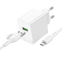 Мережевий зарядний пристрій Borofone BAS12A Erudite single port charger Micro USB cable 18W White