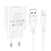 Мережевий зарядний пристрій Borofone BA74A Aspirer single port charger Lightning cable 10.5W White