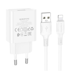 Мережевий зарядний пристрій Borofone BA74A Aspirer single port charger Lightning cable 10.5W White