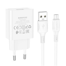 Мережевий зарядний пристрій Borofone BA74A Aspirer single port charger Micro USB cable 10.5W White