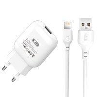 Мережевий зарядний пристрій XO L37 Home charger Lightning cable 10.5W White