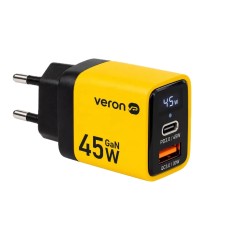 Мережевий зарядний пристрій Veron TC-45 GaN Digital Display 45W Black