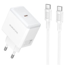 Мережевий зарядний пристрій BOROFONE BA114A Energy single port charger Type-C to Type-C cable 35W White