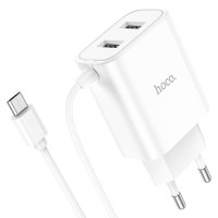 Мережевий зарядний пристрій Hoco C103A Courser dual-port charger Micro USB cable 10.5W White