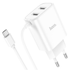 Мережевий зарядний пристрій Hoco C103A Courser dual-port charger Micro USB cable 10.5W White