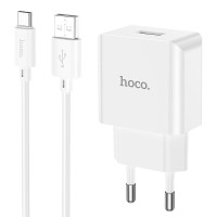 Мережевий зарядний пристрій Hoco C106A Leisure single port charger Type-C cable 10.5W White