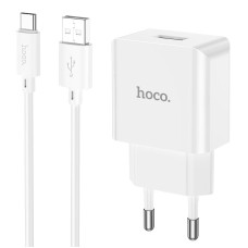 Мережевий зарядний пристрій Hoco C106A Leisure single port charger Type-C cable 10.5W White