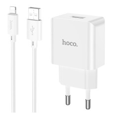Мережевий зарядний пристрій Hoco C106A Leisure single port charger Lightning cable 10.5W White