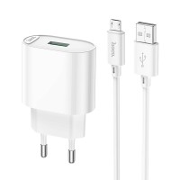 Мережевий зарядний пристрій Hoco C109A Fighter single port charger Micro USB cable 18W White