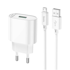 Мережевий зарядний пристрій Hoco C109A Fighter single port charger Micro USB cable 18W White