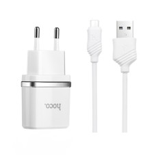 Мережевий зарядний пристрій Hoco C12 Smart Charger Micro cable 12W White