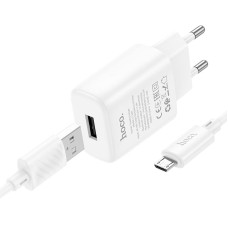 Мережевий зарядний пристрій Hoco C134A Solid single port charger Micro USB cable 12W White