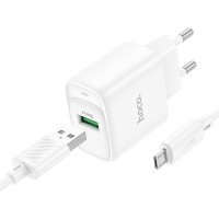 Мережевий зарядний пристрій Hoco C140A Smart single port charger Micro USB cable 18W White