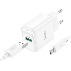 Мережевий зарядний пристрій Hoco C140A Smart single port charger Micro USB cable 18W White