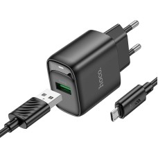 Мережевий зарядний пристрій Hoco C140A Smart single port charger Micro USB cable 18W Black
