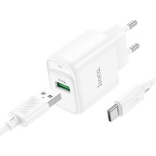 Мережевий зарядний пристрій Hoco C140A Smart single port charger Type-C cable 18W White