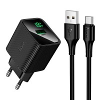 Мережевий зарядний пристрій Hoco CS81A Excellent single port charger Type-C cable 18W Black