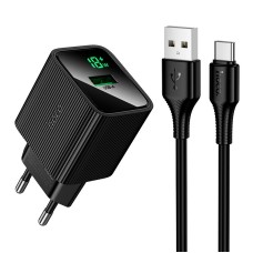 Мережевий зарядний пристрій Hoco CS81A Excellent single port charger Type-C cable 18W Black