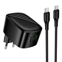 Мережевий зарядний пристрій HOCO CS102A folding charger Type-C cable 30W Black